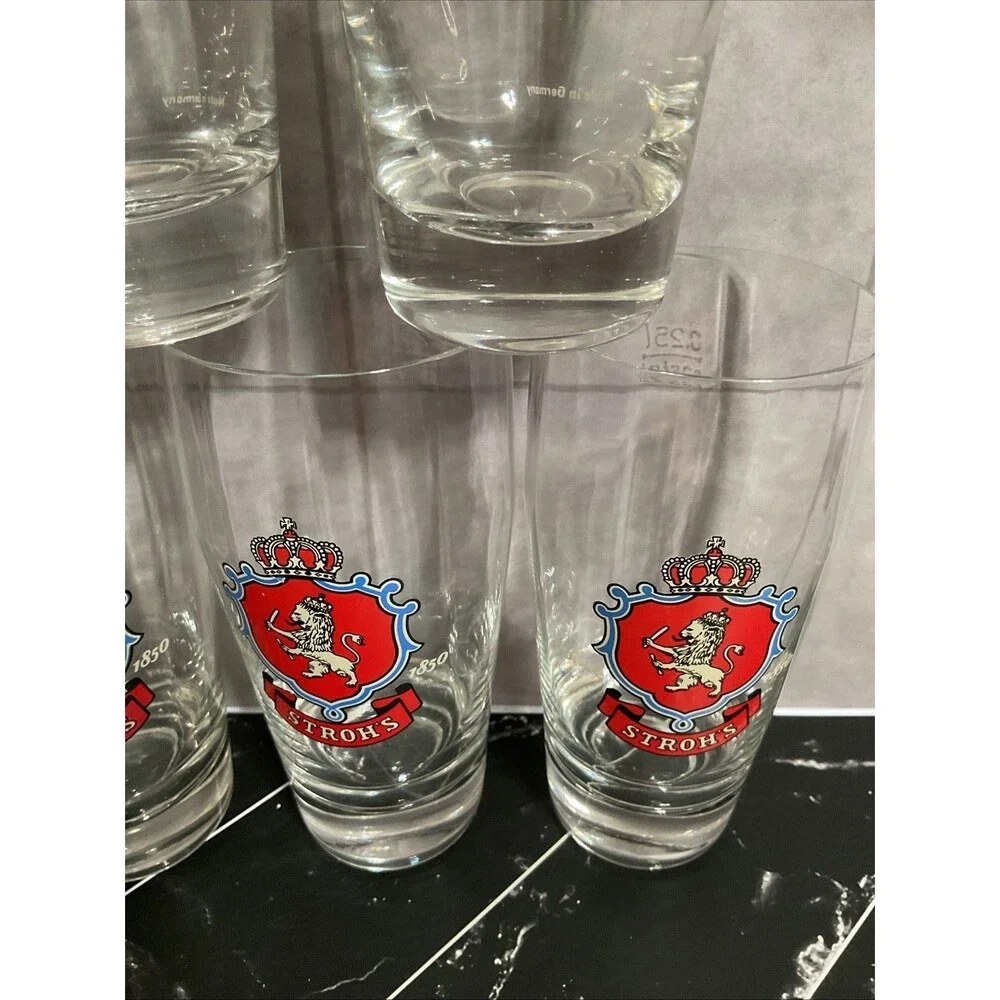 Lot of 7 STROH'S RASTAL PILSNER BEER GLASS, GLASSES, .25 LITER Vintage